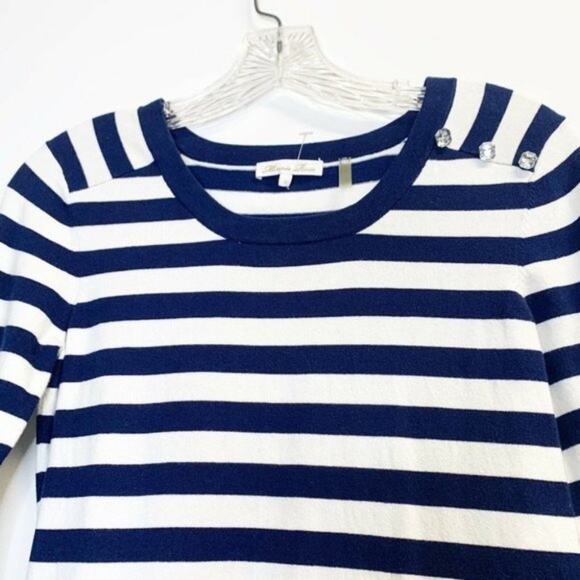 Minnie Rose White & Blue Striped Sweater Dress - Size Small - Picture 6 of 13